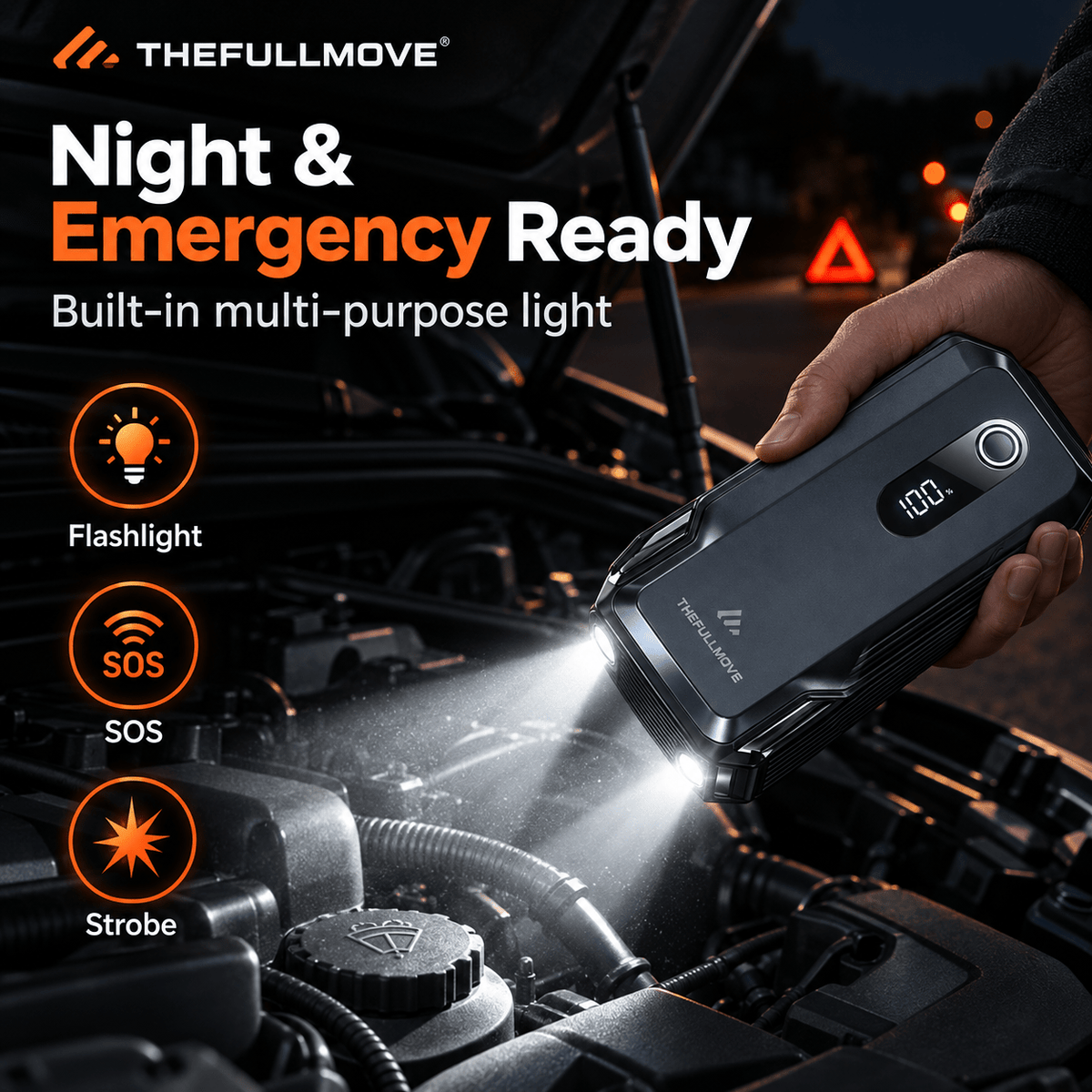 2000A Jump Starter Emergency Power Bank 20000mAh for 12V Car - The Full Move