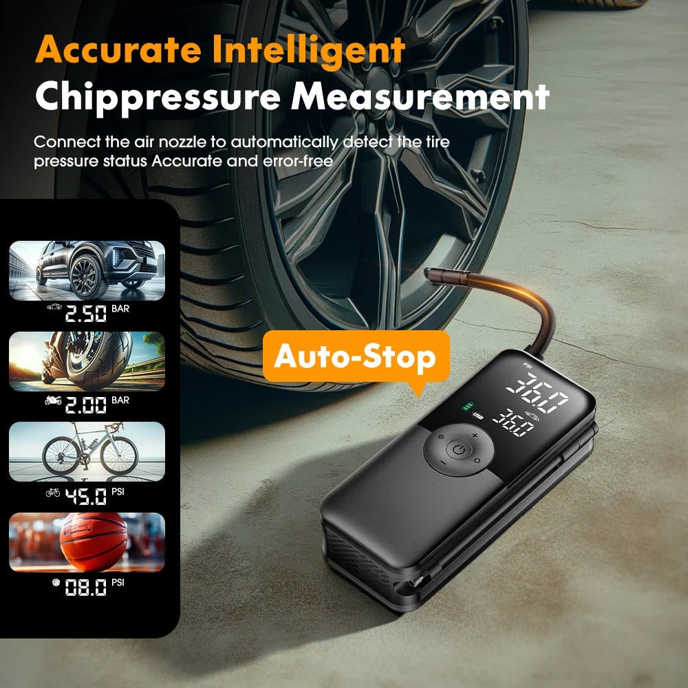 CARSUN Rechargeable Air Pump Tire Inflator Portable Compressor Digital Cordless Car Tyre Inflator For Motocycle Bicycle Balls - The Full Move