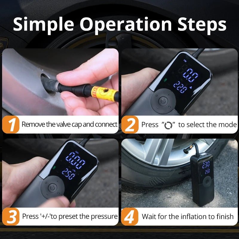 CARSUN Rechargeable Air Pump Tire Inflator Portable Compressor Digital Cordless Car Tyre Inflator For Motocycle Bicycle Balls - The Full Move
