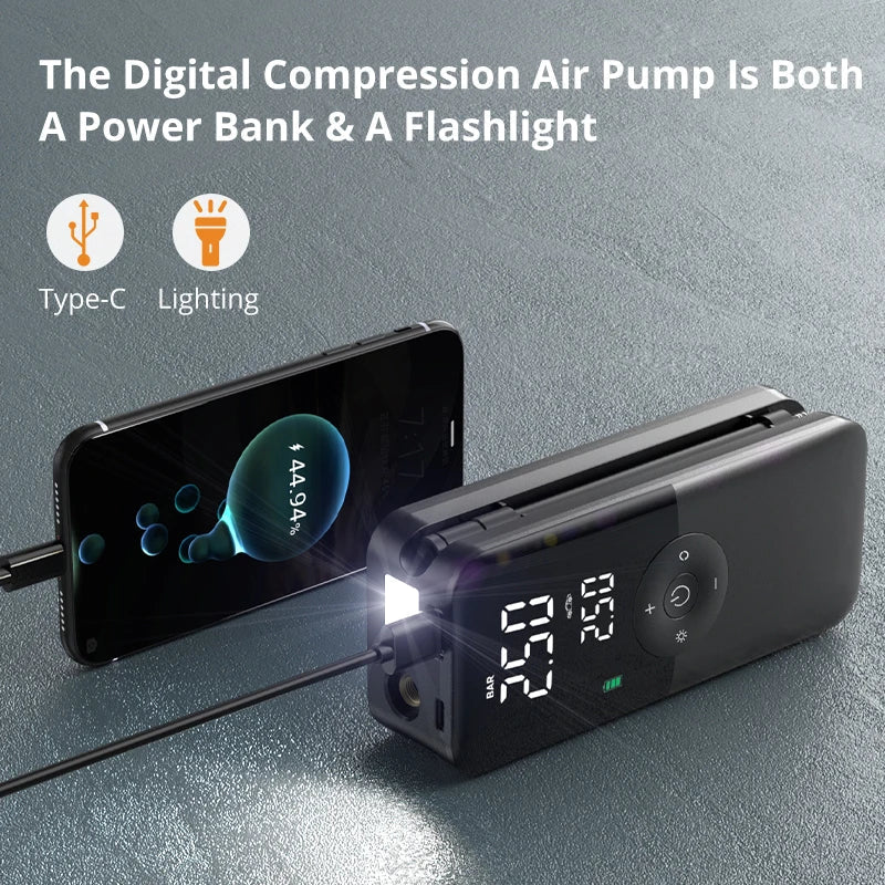 CARSUN Rechargeable Air Pump Tire Inflator Portable Compressor Digital Cordless Car Tyre Inflator For Motocycle Bicycle Balls - The Full Move
