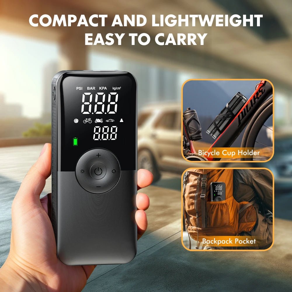 CARSUN Rechargeable Air Pump Tire Inflator Portable Compressor Digital Cordless Car Tyre Inflator For Motocycle Bicycle Balls - The Full Move
