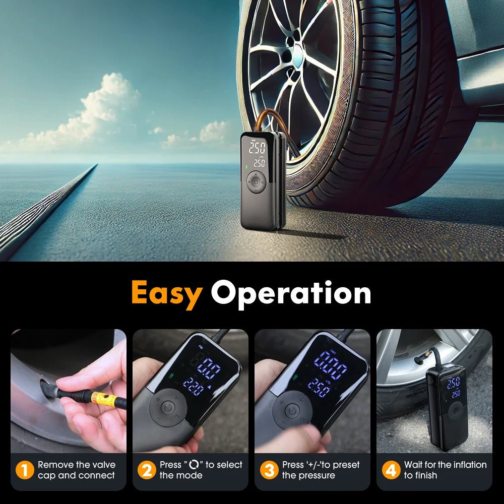 CARSUN Rechargeable Air Pump Tire Inflator Portable Compressor Digital Cordless Car Tyre Inflator For Motocycle Bicycle Balls - The Full Move