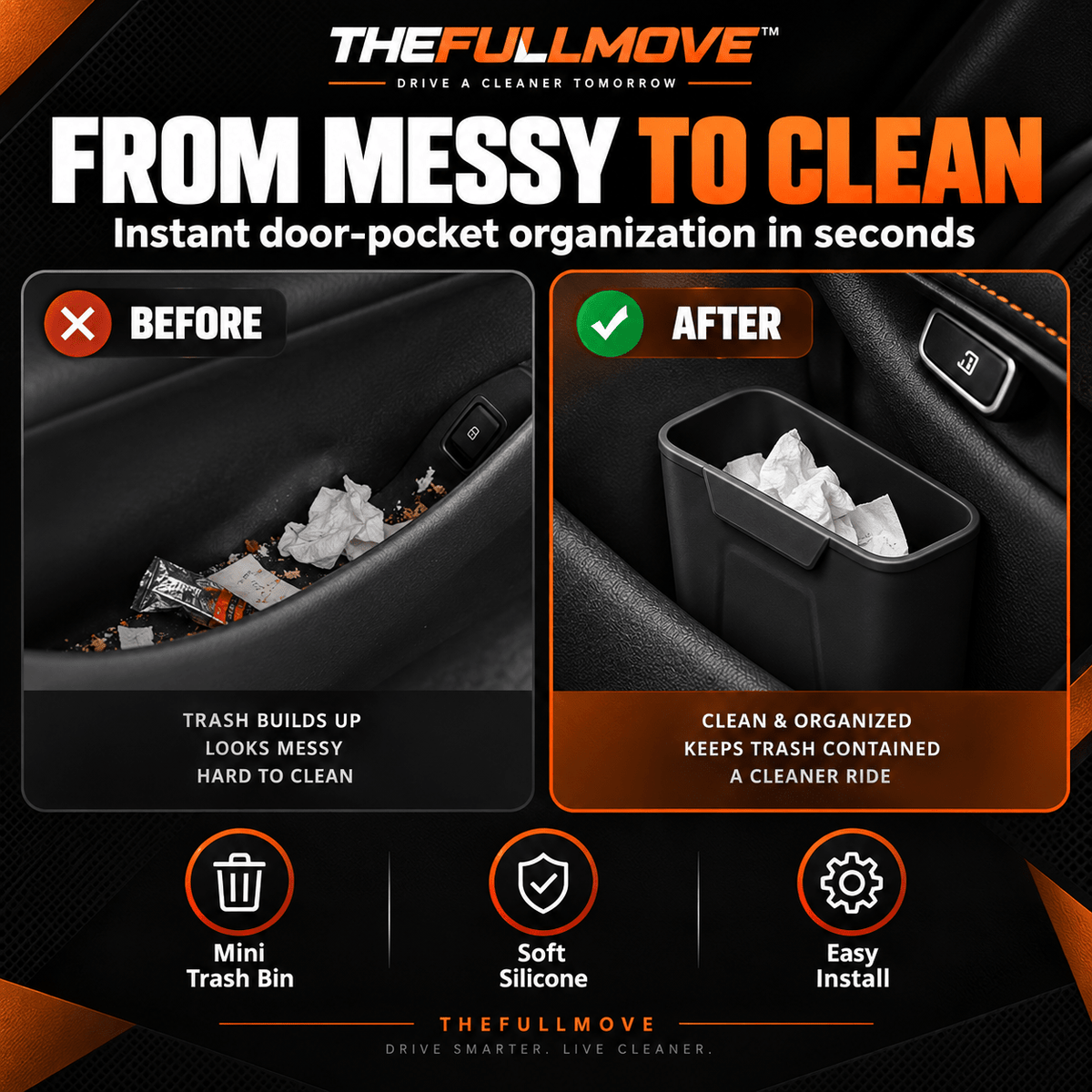 Silicone Car Door Storage Box Trash - The Full Move