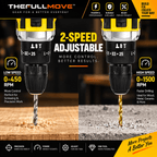 THEFULLMOVE™ 3-in-1 21V Cordless Impact Drill Kit – 25+3 Torque, 2-Speed - The Full Move