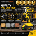 THEFULLMOVE™ 3-in-1 21V Cordless Impact Drill Kit – 25+3 Torque, 2-Speed - The Full Move