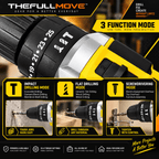 THEFULLMOVE™ 3-in-1 21V Cordless Impact Drill Kit – 25+3 Torque, 2-Speed - The Full Move